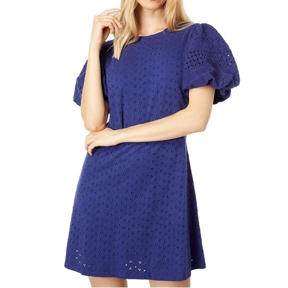 Free People Women’s Apricot Rose Eyelet Mini Dress‎ Blue Size Small